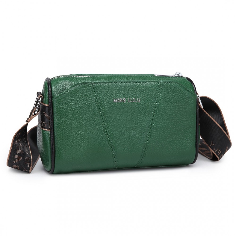 Dámska kožená crossbody kabelka so širokým popruhom L2310 - zelená-(1)-1000x1000